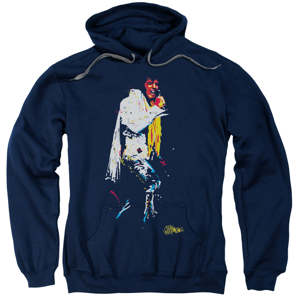 ELVIS PRESLEY/YELLOW SCARF - ADULT PULLOVER HOODIE - NAVY
