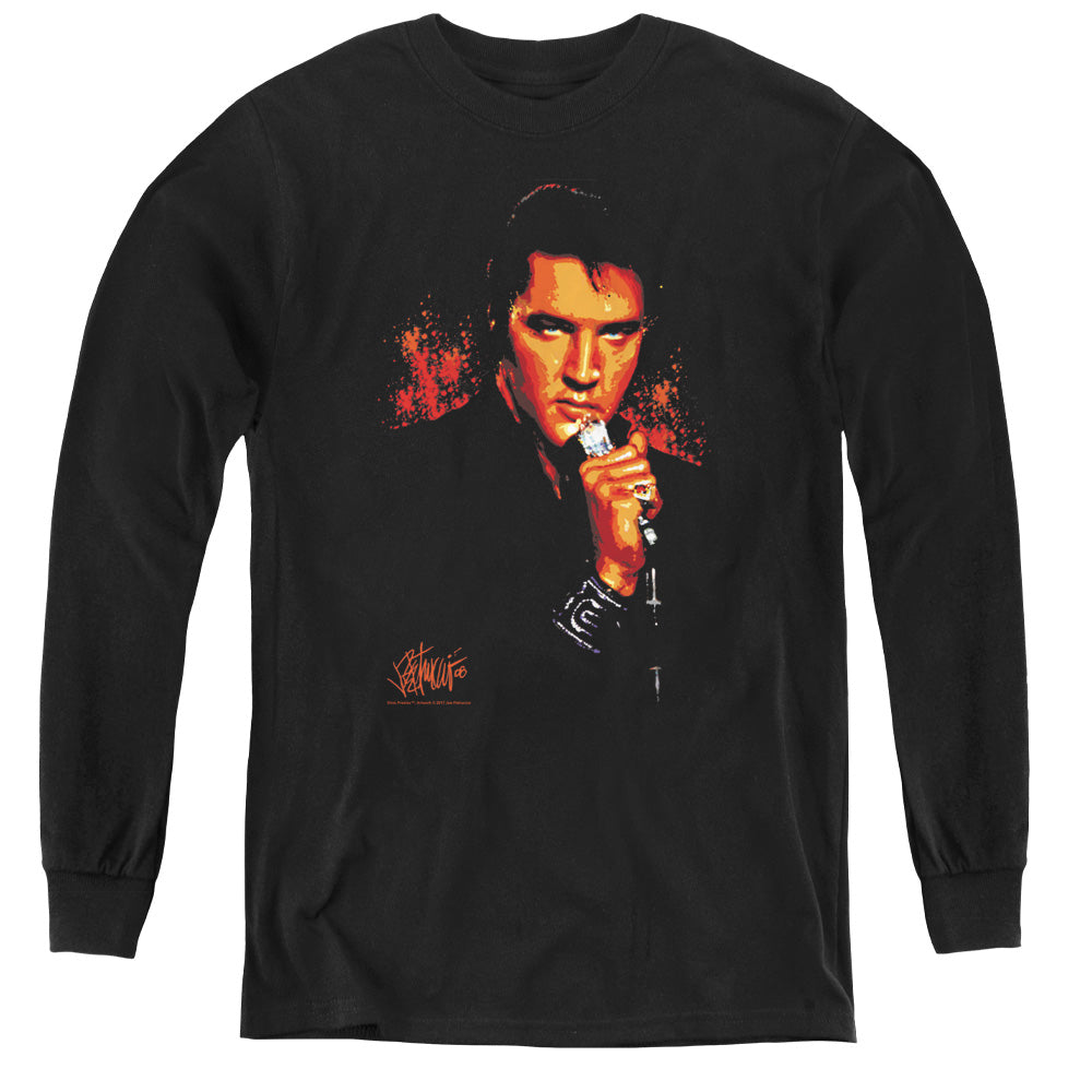 ELVIS PRESLEY/TROUBLE - YOUTH LONG SLEEVE TEE - BLACK