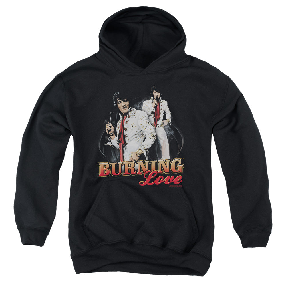 ELVIS PRESLEY/BURNING LOVE - YOUTH PULLOVER HOODIE - BLACK