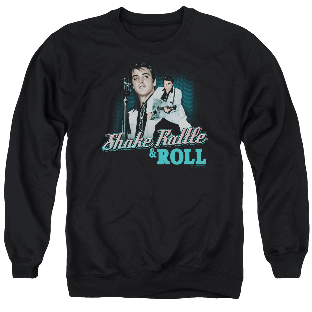 ELVIS PRESLEY/SHAKE RATTLE & ROLL - ADULT CREWNECK SWEATSHIRT - BLACK