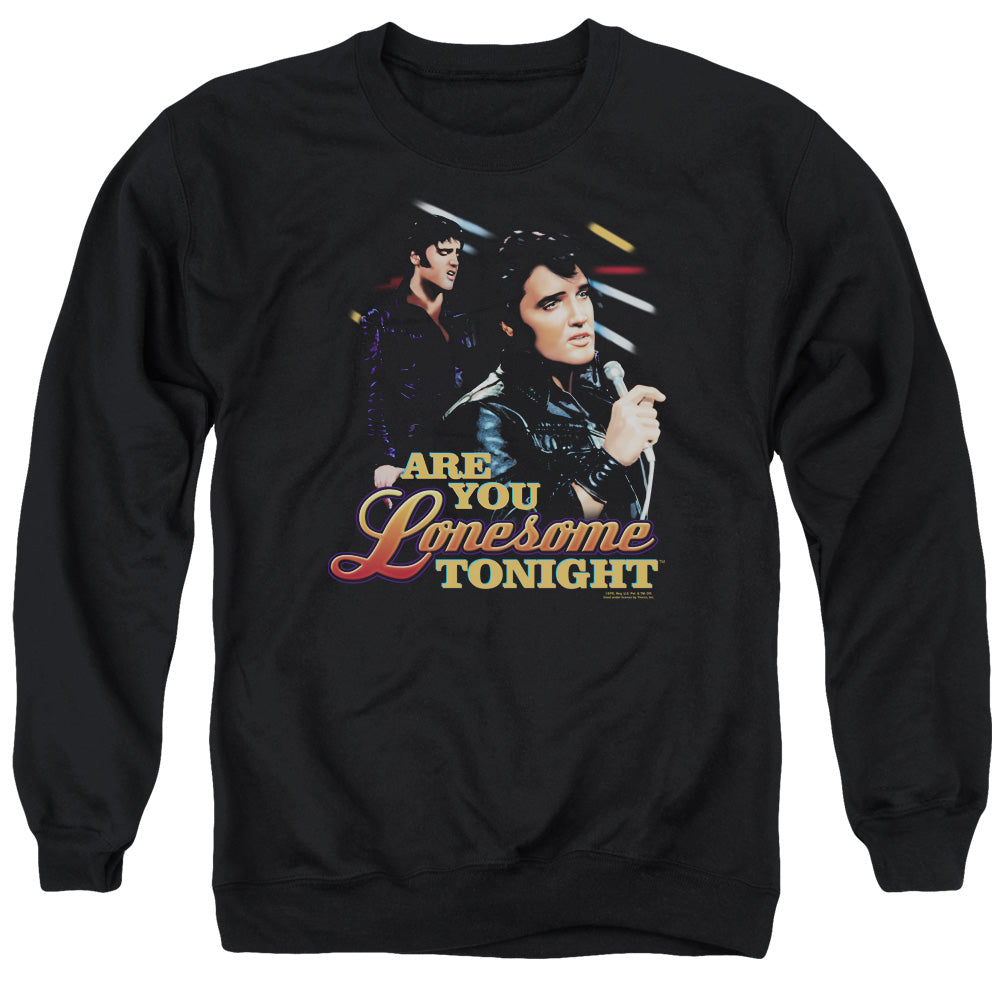 ELVIS PRESLEY/ARE YOU LONESOME - ADULT CREWNECK SWEATSHIRT - BLACK