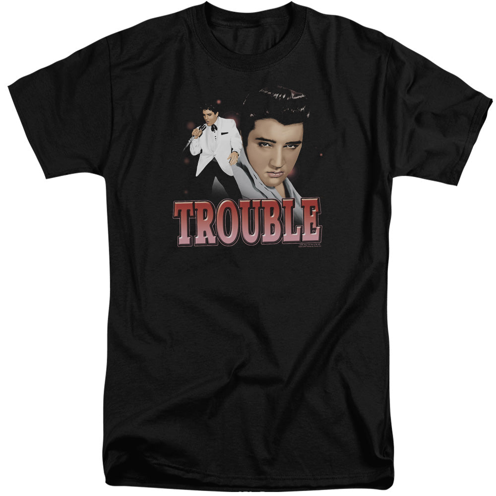 ELVIS PRESLEY/TROUBLE - S/S ADULT TALL 18/1 - BLACK