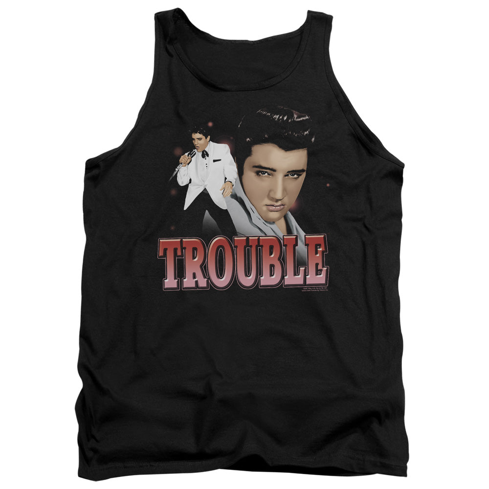 ELVIS PRESLEY/TROUBLE - ADULT TANK - BLACK