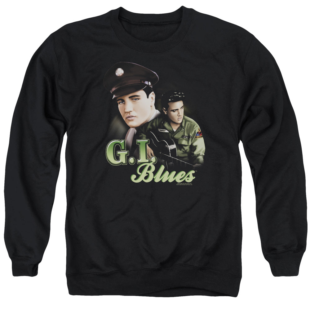 ELVIS PRESLEY/G I BLUES - ADULT CREWNECK SWEATSHIRT - BLACK