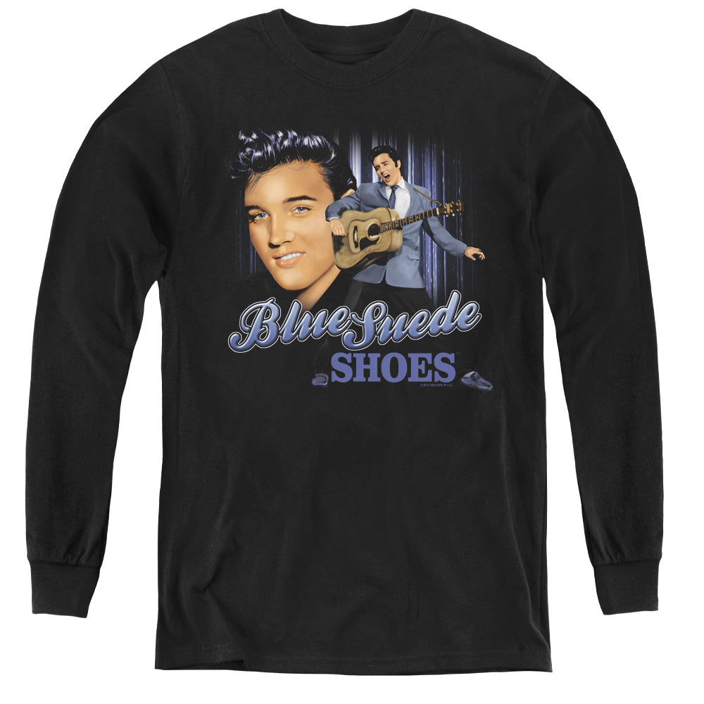ELVIS PRESLEY/BLUE SUEDE SHOES - YOUTH LONG SLEEVE TEE - BLACK