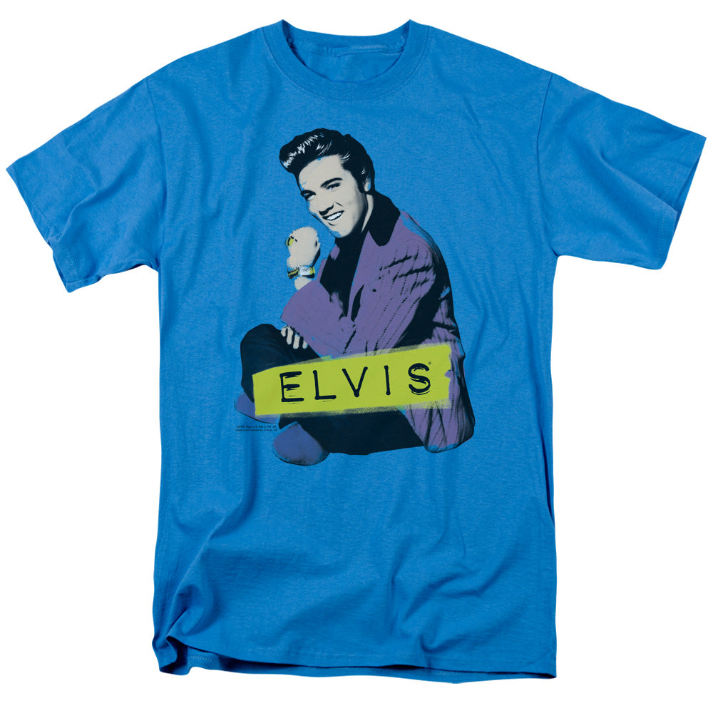 ELVIS PRESLEY/SITTING - S/S ADULT 18/1 - TURQUOISE