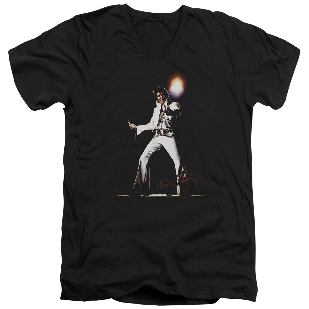 ELVIS PRESLEY/GLORIOUS - S/S ADULT V-NECK 30/1 - BLACK