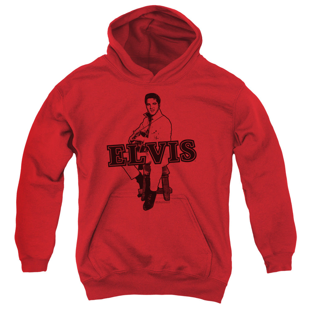 ELVIS PRESLEY/JAMMING - YOUTH PULLOVER HOODIE - RED