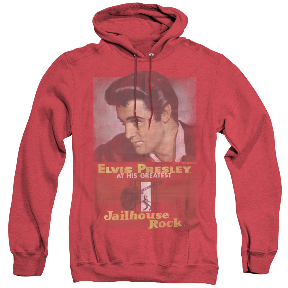 ELVIS PRESLEY/JAILHOUSE ROCK POSTER - ADULT HEATHER HOODIE - RED