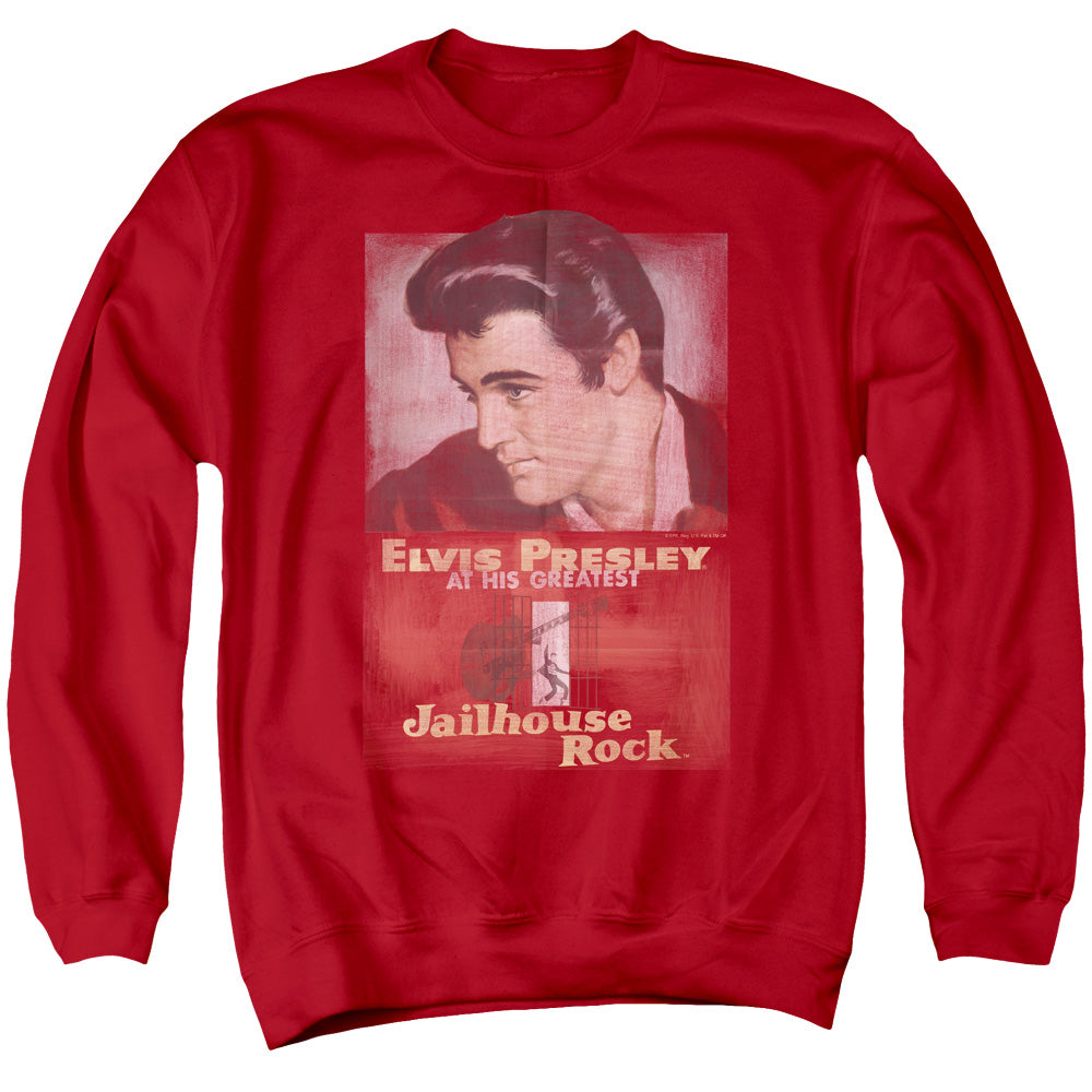 ELVIS PRESLEY/JAILHOUSE ROCK POSTER - ADULT CREWNECK SWEATSHIRT - RED