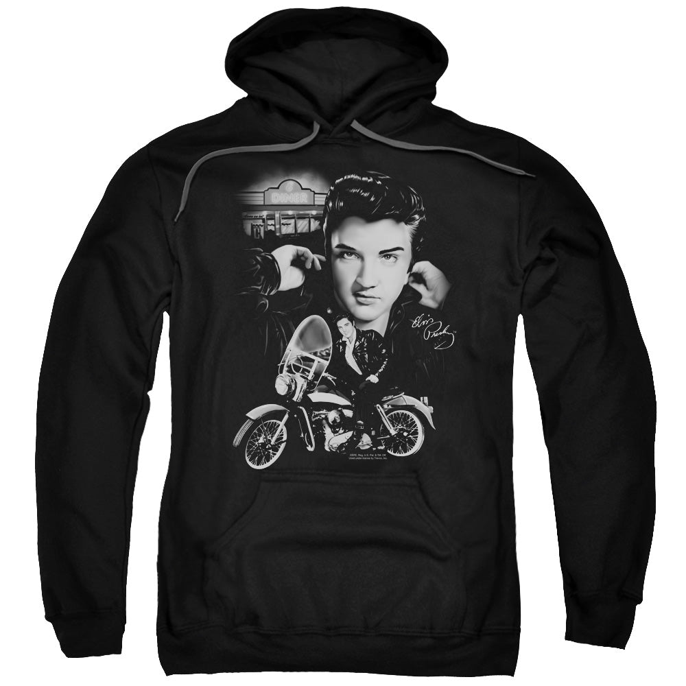 ELVIS PRESLEY/THE KING RIDES AGAIN - ADULT PULLOVER HOODIE - BLACK