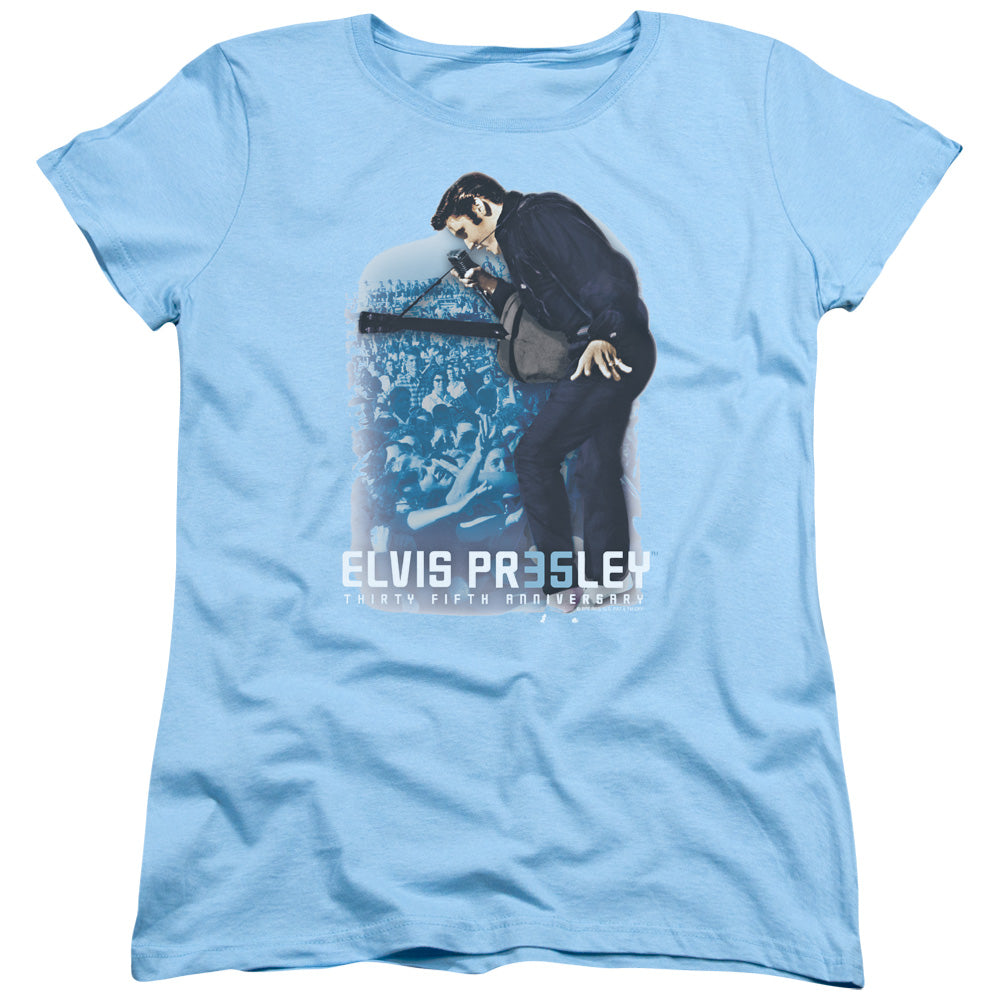 ELVIS PRESLEY/35TH ANNIVERSARY 3 - S/S WOMENS TEE - LIGHT BLUE
