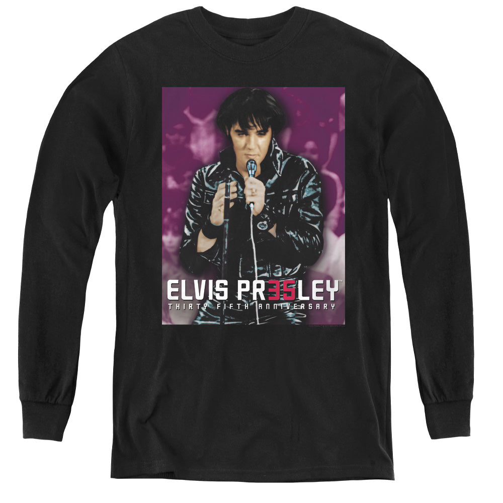 ELVIS PRESLEY/35 LEATHER - YOUTH LONG SLEEVE TEE - BLACK