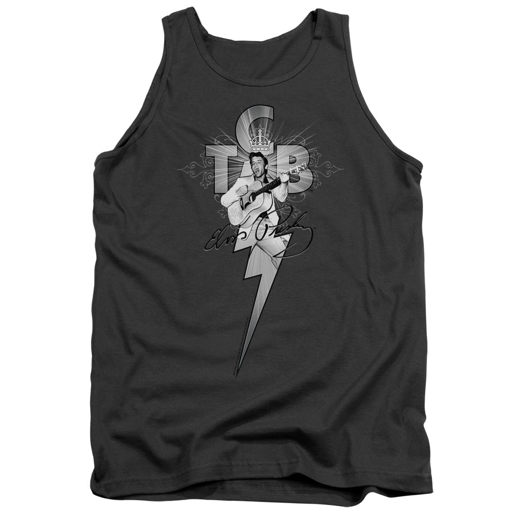 ELVIS PRESLEY/TCB ORNATE - ADULT TANK - CHARCOAL