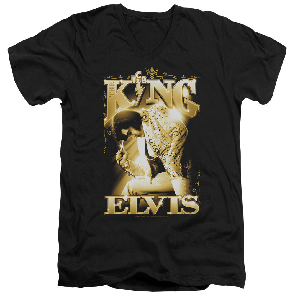 ELVIS PRESLEY/THE KING - S/S ADULT V-NECK 30/1 - BLACK