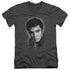 ELVIS PRESLEY/GREY PORTRAIT - S/S ADULT V-NECK 30/1 - CHARCOAL
