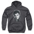 ELVIS PRESLEY/GREY PORTRAIT - YOUTH PULLOVER HOODIE - CHARCOAL