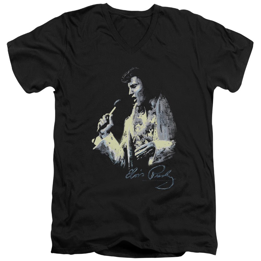 ELVIS PRESLEY/PAINTED KING - S/S ADULT V-NECK 30/1 - BLACK