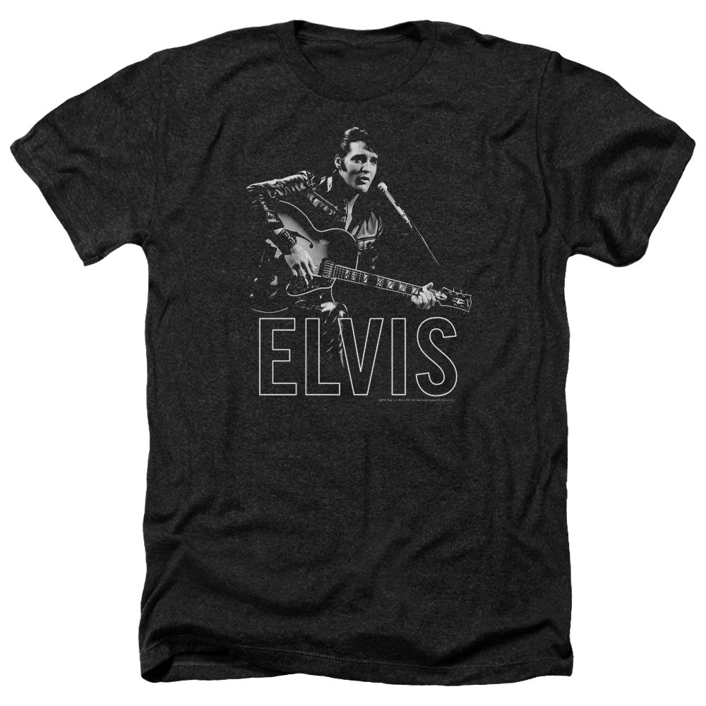 ELVIS PRESLEY/GUITAR IN HAND - ADULT HEATHER - BLACK