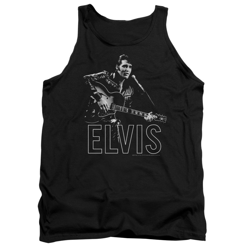 ELVIS PRESLEY/GUITAR IN HAND - ADULT TANK - BLACK