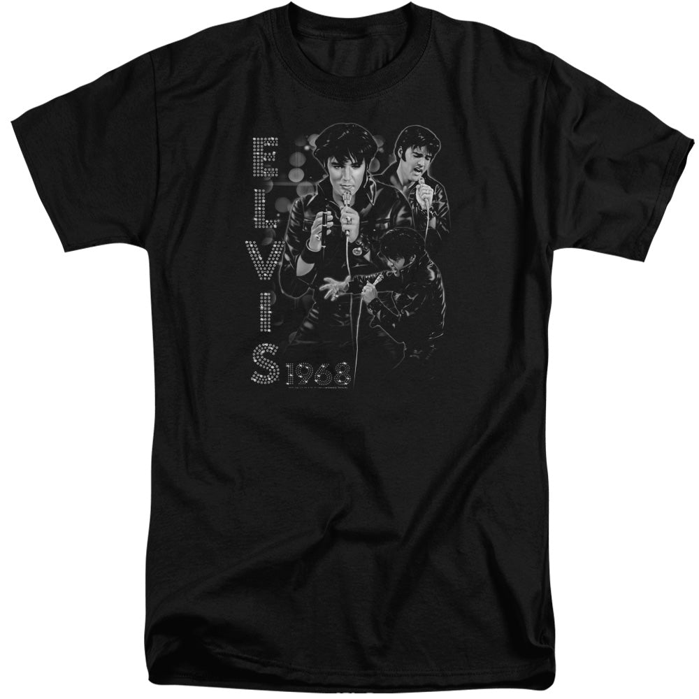 ELVIS PRESLEY/LEATHERED - S/S ADULT TALL 18/1 - BLACK