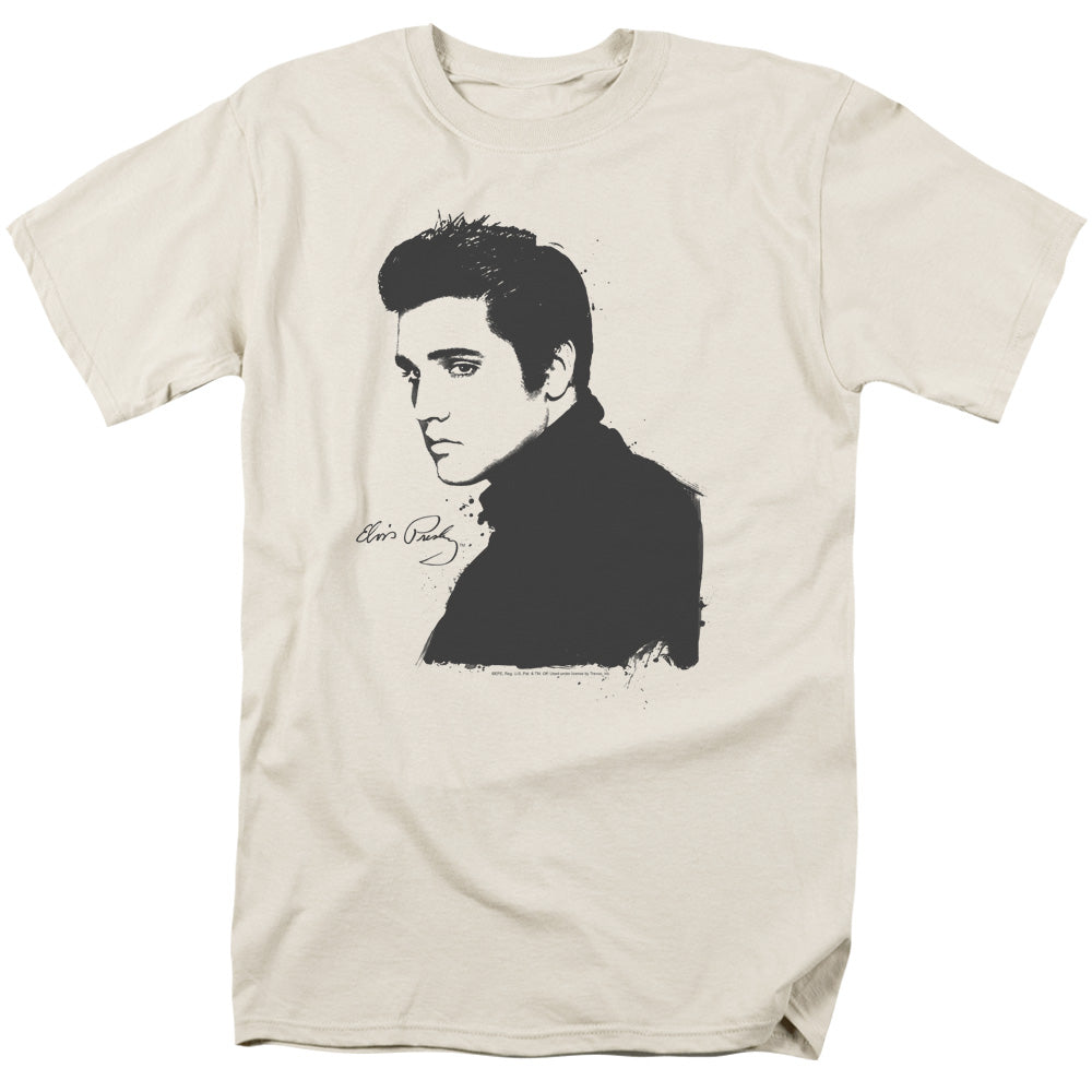 ELVIS PRESLEY/BLACK PAINT - S/S ADULT 18/1 - CREAM