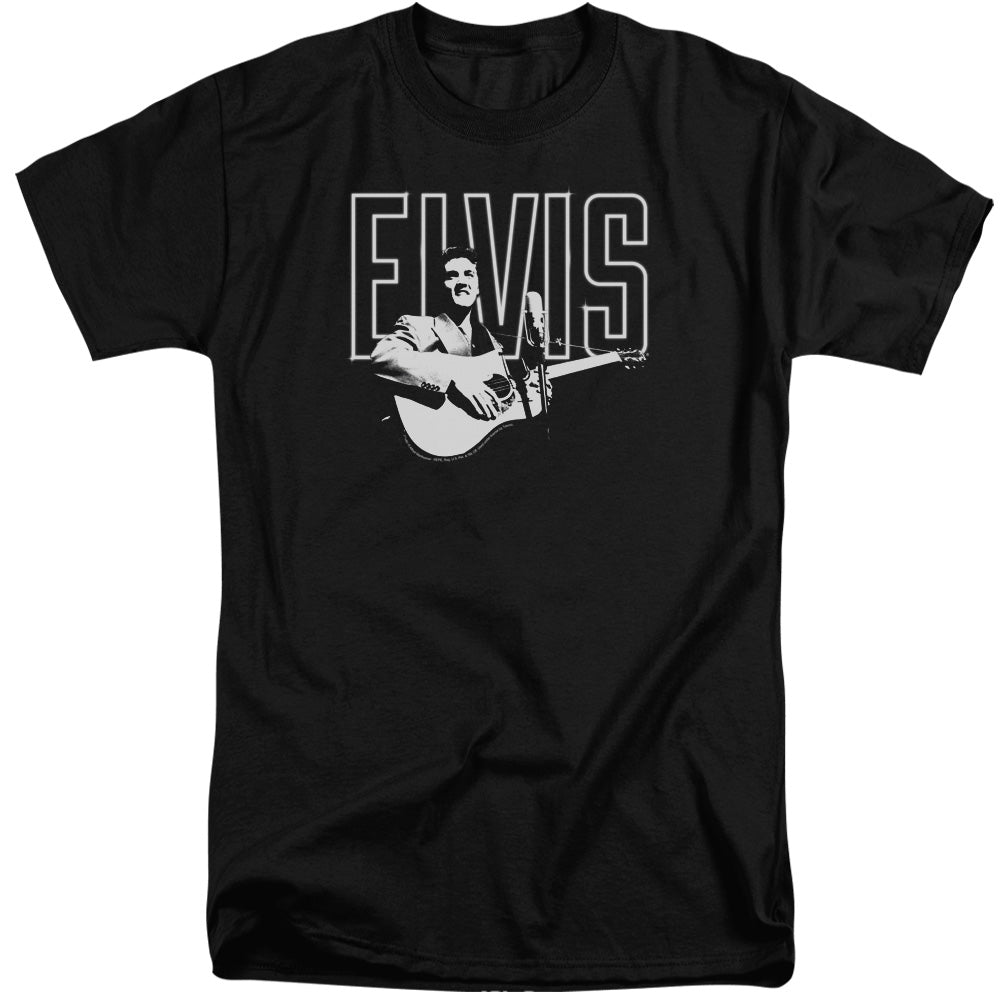 ELVIS PRESLEY/WHITE GLOW - S/S ADULT TALL 18/1 - BLACK