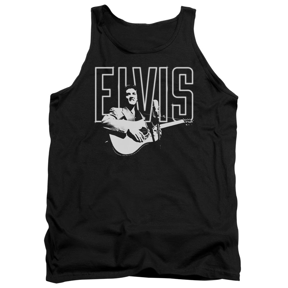 ELVIS PRESLEY/WHITE GLOW - ADULT TANK - BLACK