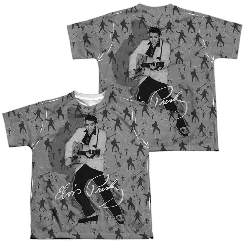 ELVIS PRESLEY/ROCKIN ALL OVER (FRONT/BACK PRINT) - S/S YOUTH POLY CREW - MULTI