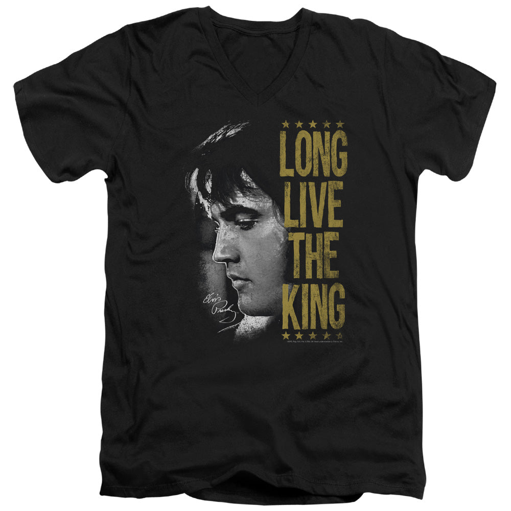 ELVIS PRESLEY/LONG LIVE THE KING - S/S ADULT V-NECK 30/1 - BLACK