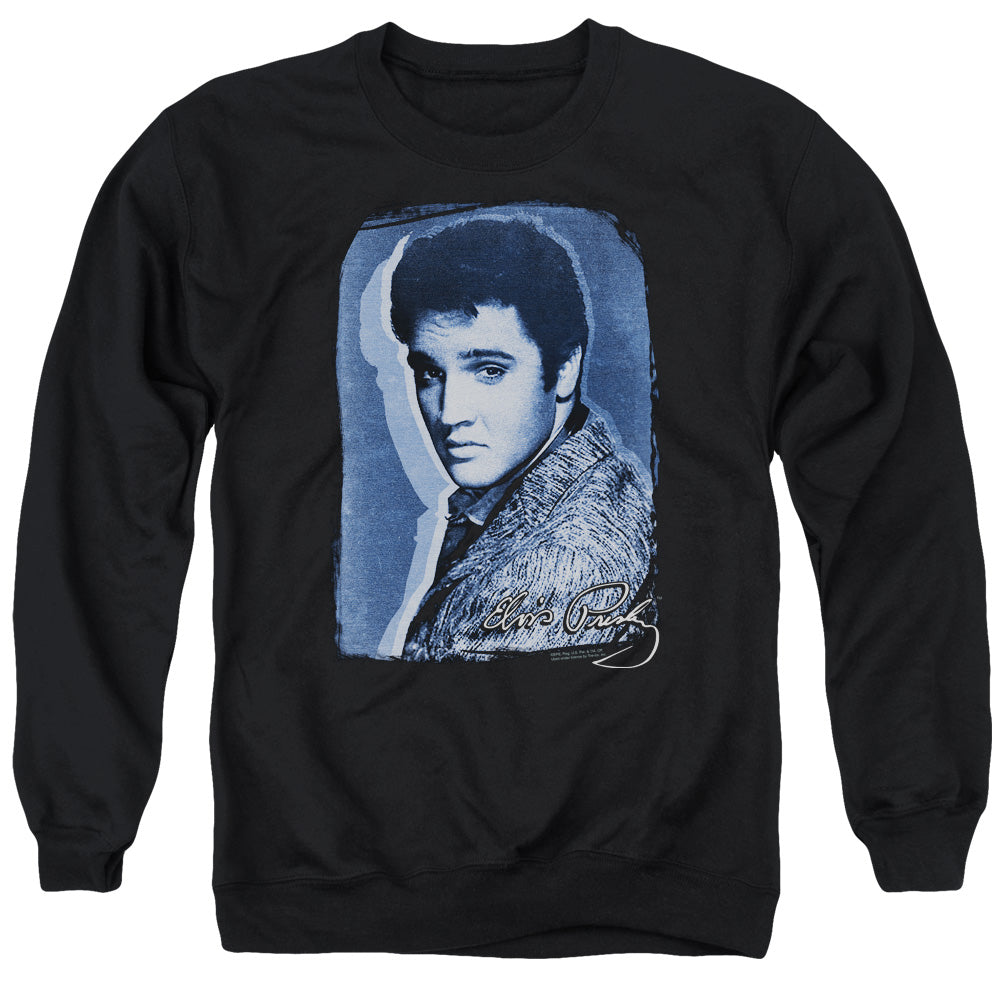 ELVIS PRESLEY/OVERLAY - ADULT CREWNECK SWEATSHIRT - BLACK