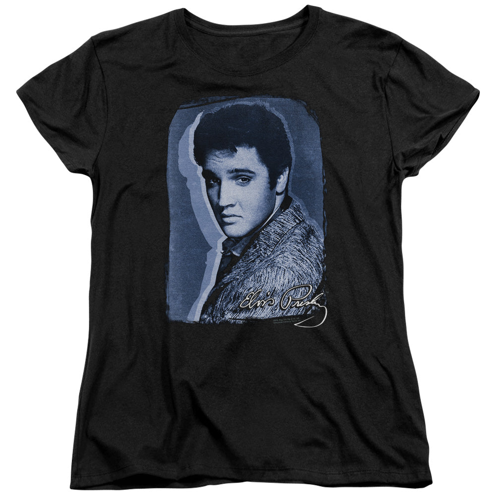 ELVIS PRESLEY/OVERLAY - S/S WOMENS TEE - BLACK