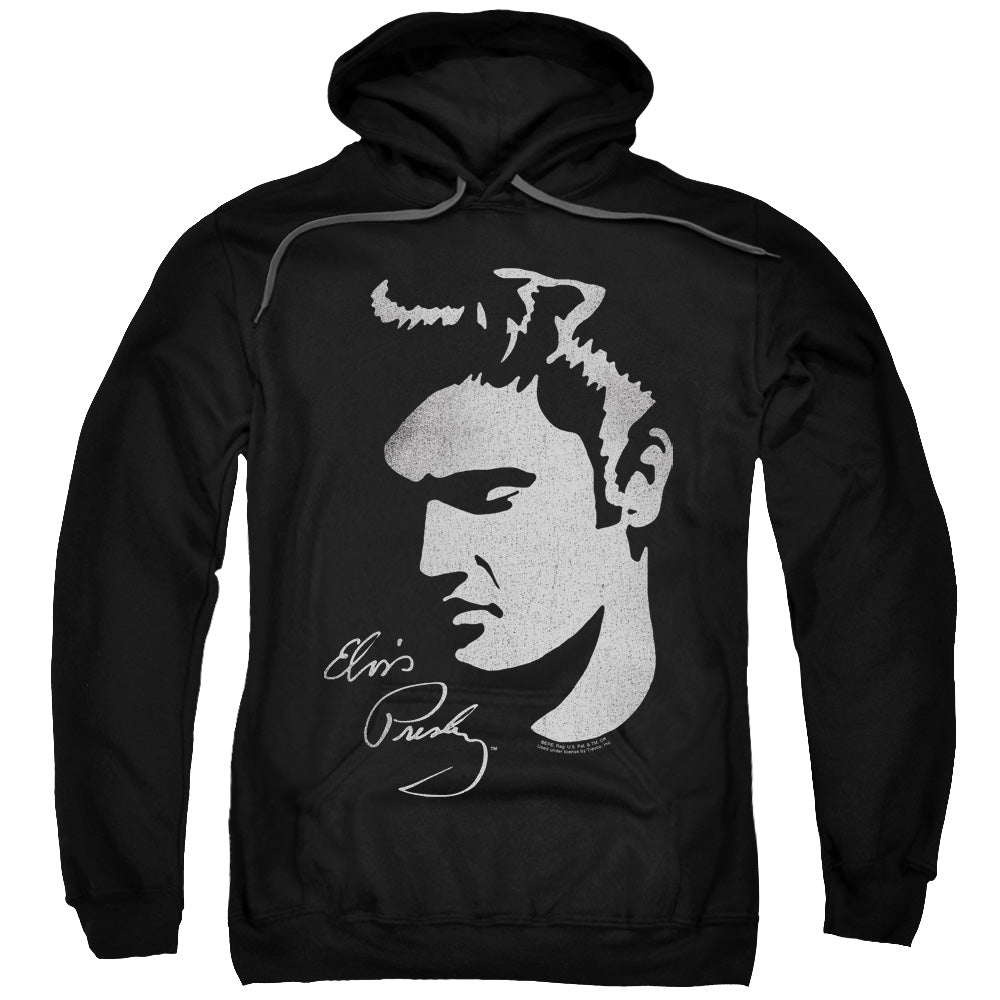 ELVIS PRESLEY/SIMPLE FACE - ADULT PULLOVER HOODIE - BLACK