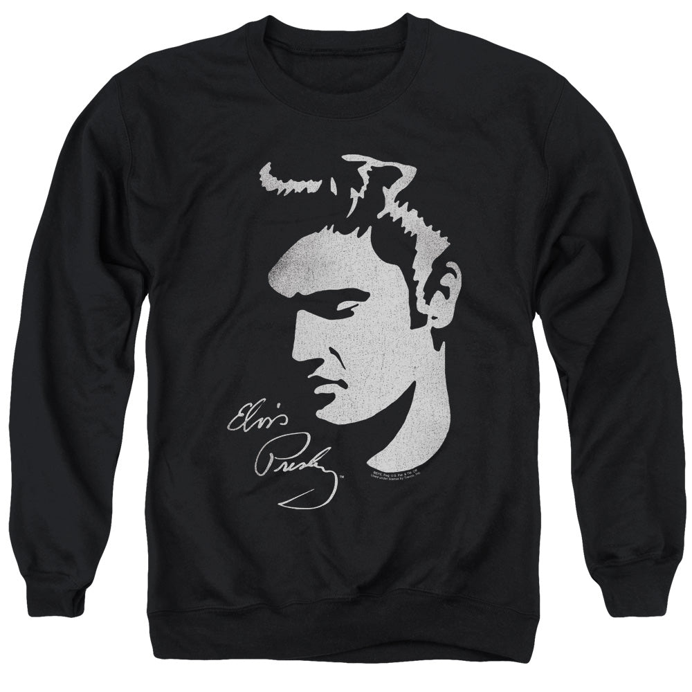 ELVIS PRESLEY/SIMPLE FACE - ADULT CREWNECK SWEATSHIRT - BLACK