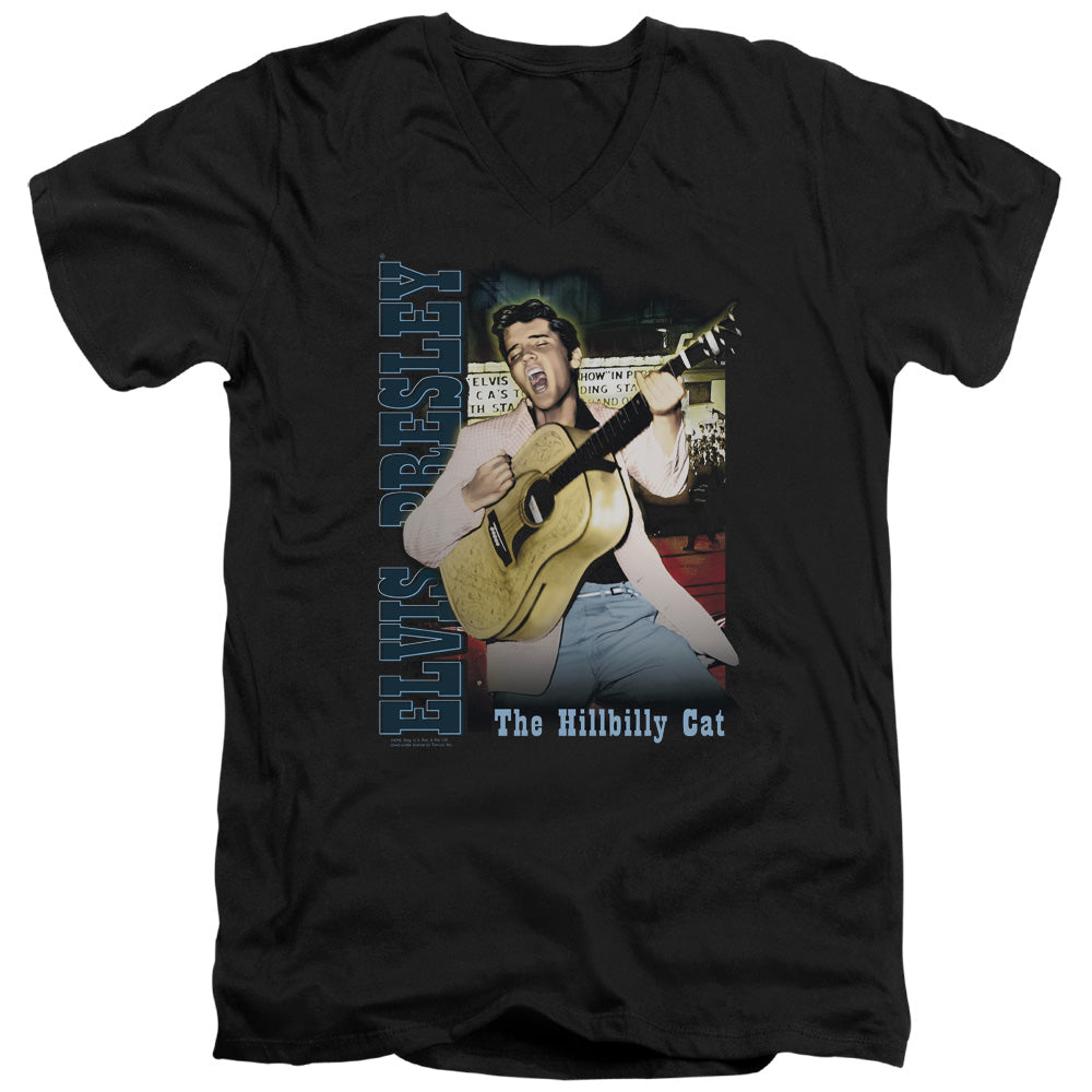 ELVIS PRESLEY/MEMPHIS - S/S ADULT V-NECK 30/1 - BLACK