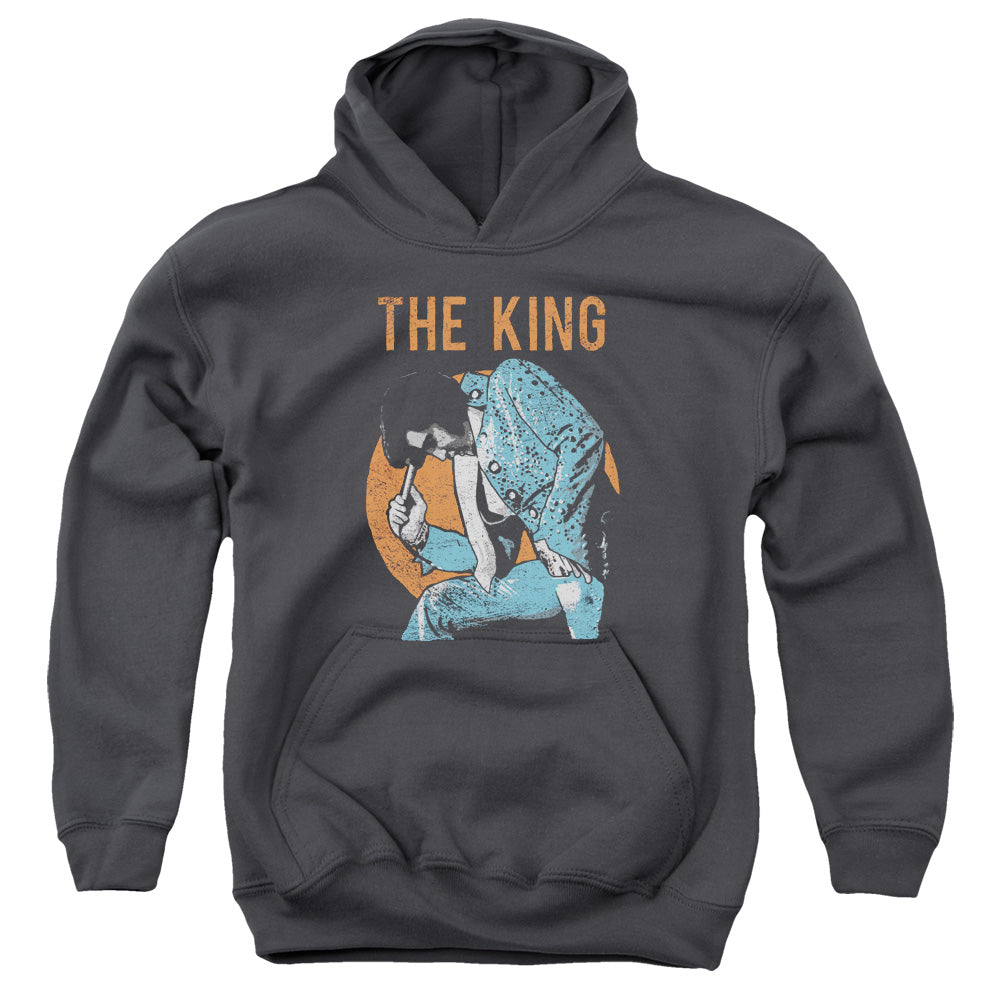 ELVIS PRESLEY/MIC IN HAND - YOUTH PULLOVER HOODIE - CHARCOAL