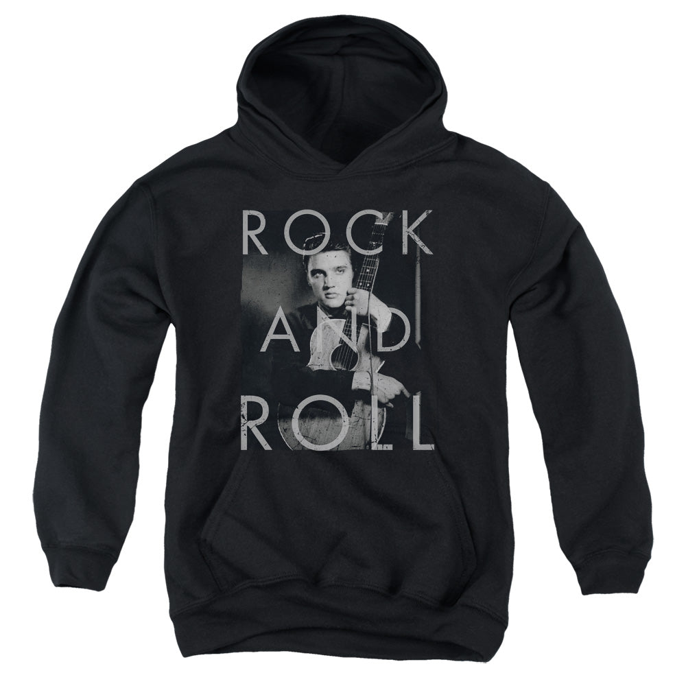 ELVIS PRESLEY/ROCK AND ROLL - YOUTH PULLOVER HOODIE - BLACK
