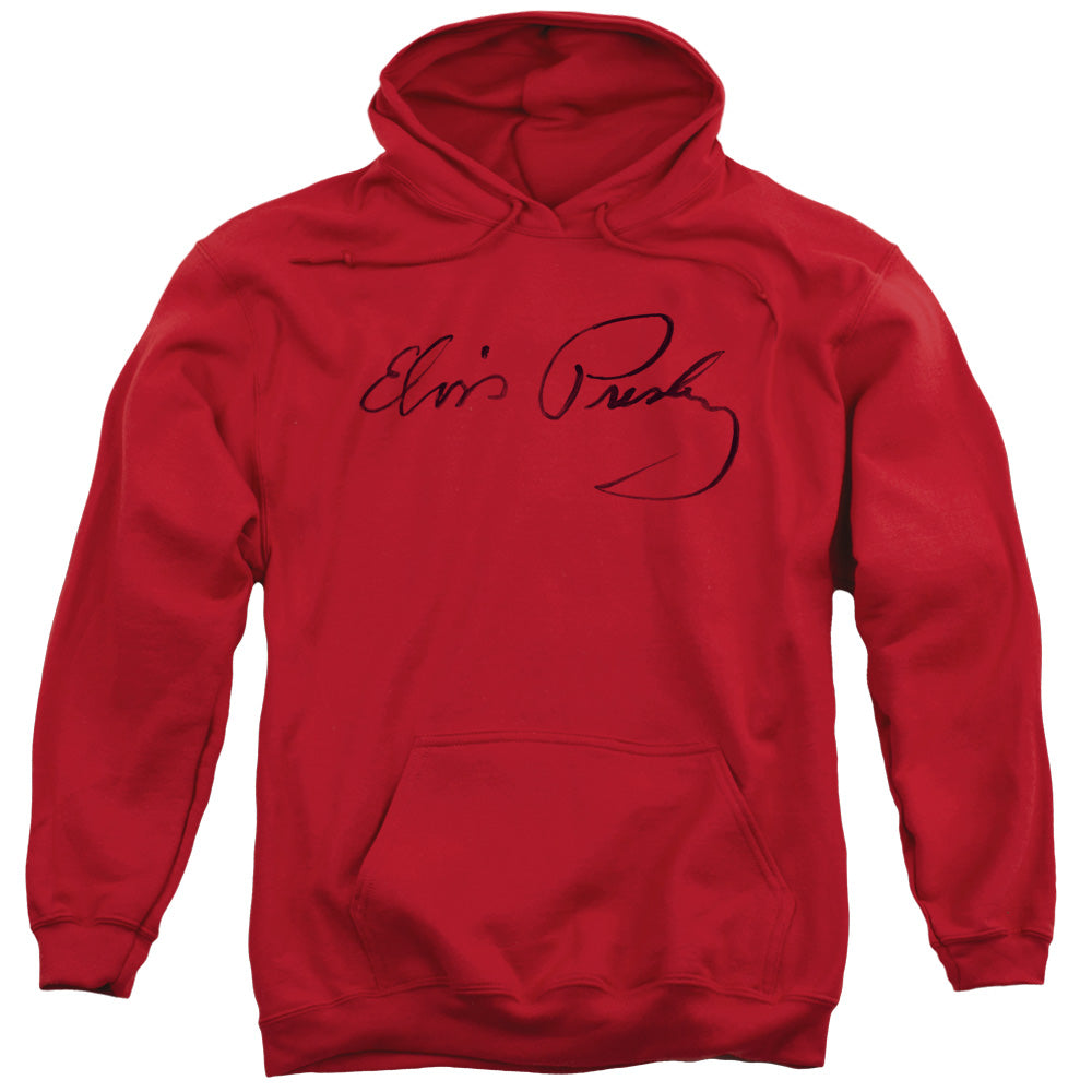 ELVIS PRESLEY/SIGNATURE SKETCH - ADULT PULLOVER HOODIE - RED