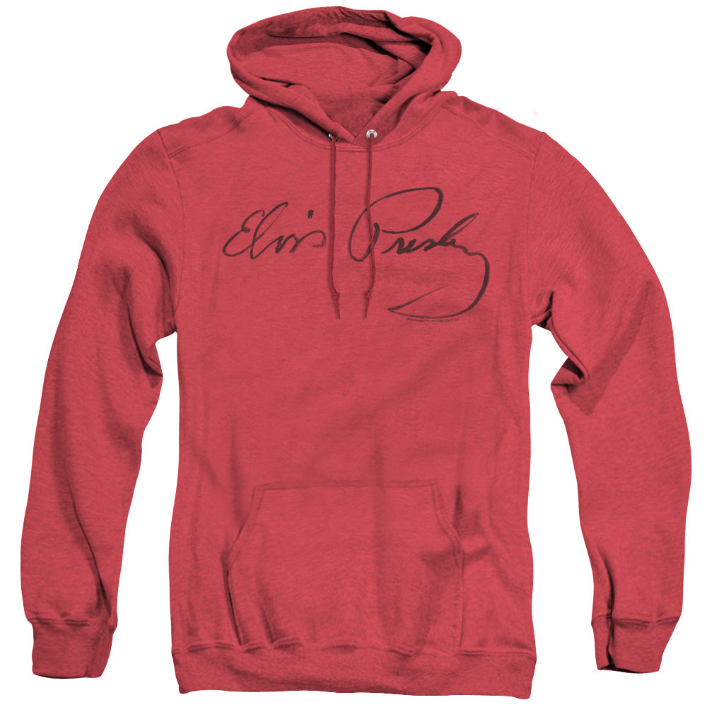 ELVIS PRESLEY/SIGNATURE SKETCH - ADULT HEATHER HOODIE - RED