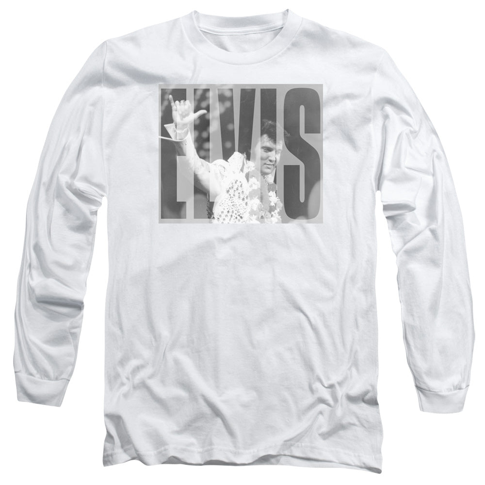 ELVIS PRESLEY/ALOHA GRAY -  L/S ADULT 18/1  - WHITE