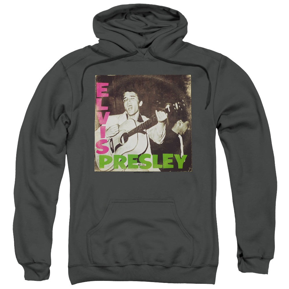 ELVIS PRESLEY/FIRST LP - ADULT PULLOVER HOODIE - CHARCOAL