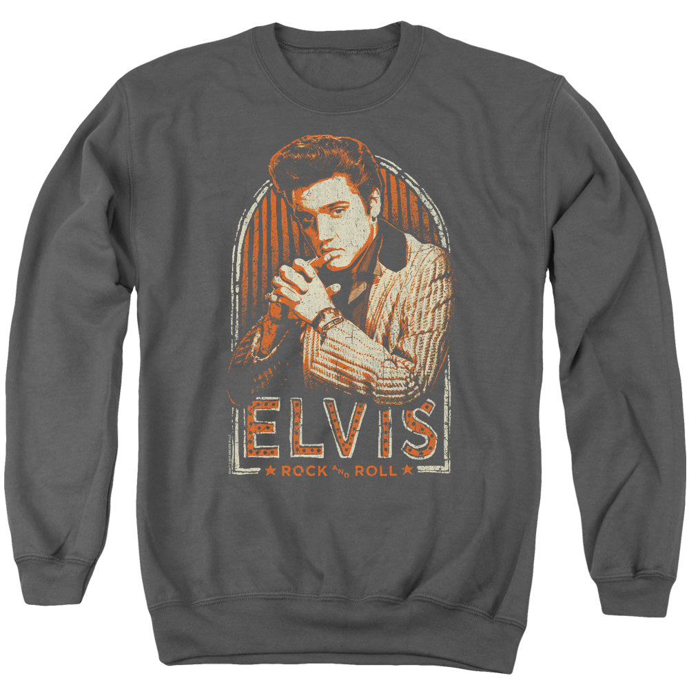 ELVIS PRESLEY/STRIPES - ADULT CREWNECK SWEATSHIRT - CHARCOAL