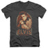 ELVIS PRESLEY/STRIPES - S/S ADULT V-NECK 30/1 - CHARCOAL