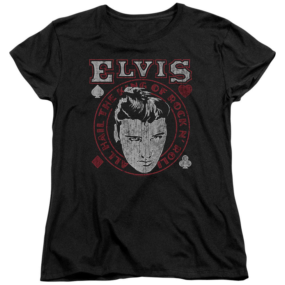 ELVIS PRESLEY/HAIL THE KING - S/S WOMENS TEE - BLACK