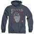 ELVIS PRESLEY/HAIL THE KING - ADULT HEATHER HOODIE - NAVY