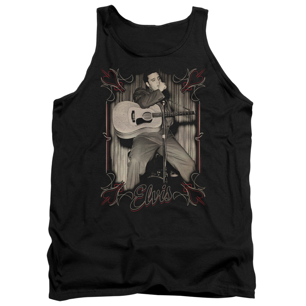 ELVIS PRESLEY/ELVIS PINSTRIPES - ADULT TANK - BLACK