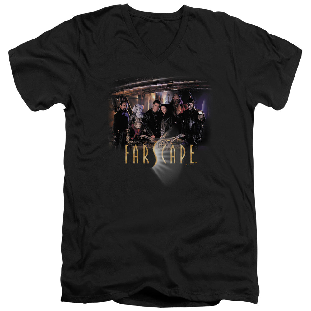 FARSCAPE/CAST - S/S ADULT V-NECK 30/1 - BLACK