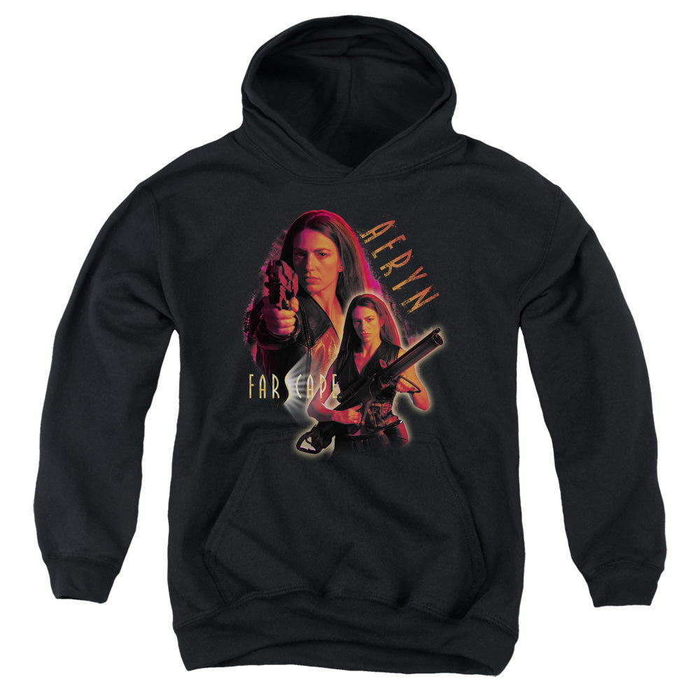 FARSCAPE/AERYN - YOUTH PULLOVER HOODIE - BLACK