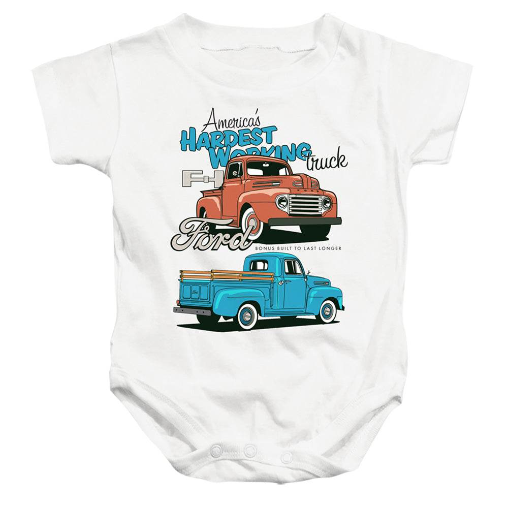 FORD TRUCKS/HARDEST WORKING - INFANT SNAPSUIT - WHITE