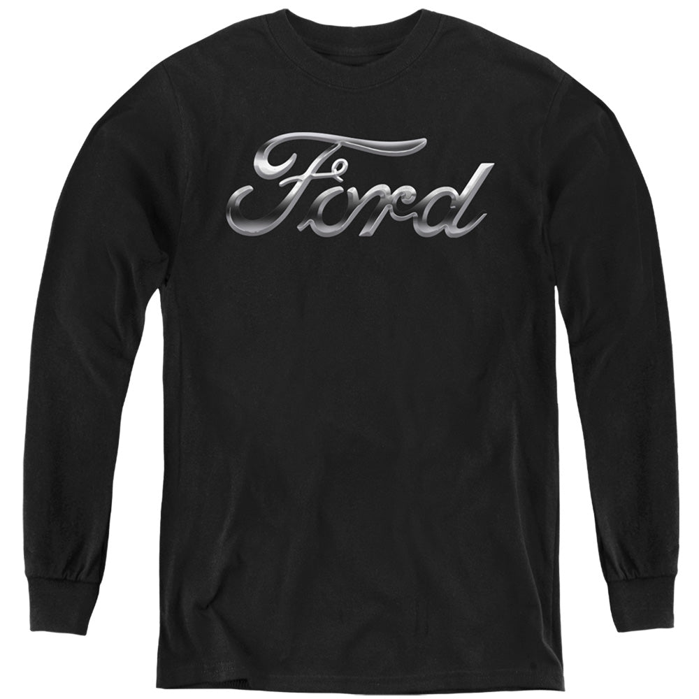FORD/CHROME FORD LOGO - YOUTH LONG SLEEVE TEE - BLACK
